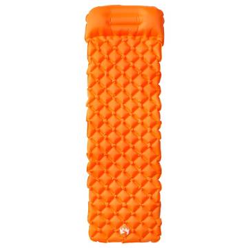 Inflating Camping Mattress with Pillow - 1-Person Orange