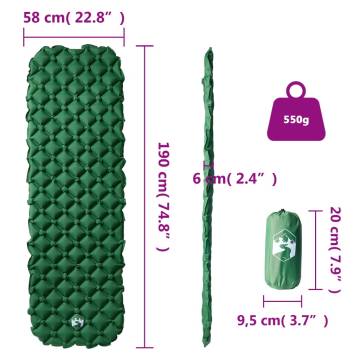 Inflating Camping Mattress 1-Person Green | Hipomarket UK