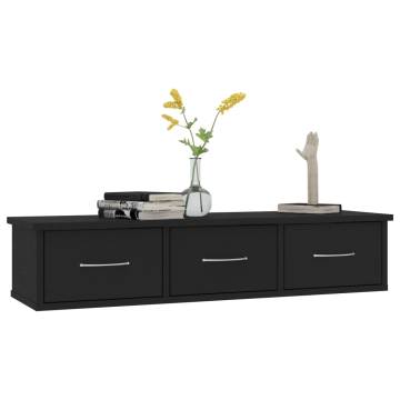 Wall-Mounted Drawer Shelf Black 88x26x18.5 cm - Stylish Storage