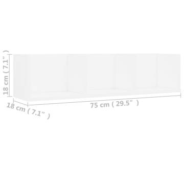 Stylish CD Wall Shelf - White 75x18x18 cm | Hipomarket UK