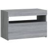 Stylish Grey Sonoma Bedside Cabinet with LED Lights - 60x35x40cm