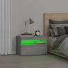 Stylish Grey Sonoma Bedside Cabinet with LED Lights - 60x35x40cm