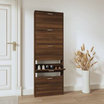 Shoe Cabinet Brown Oak - Stylish Storage, 59x17x169 cm