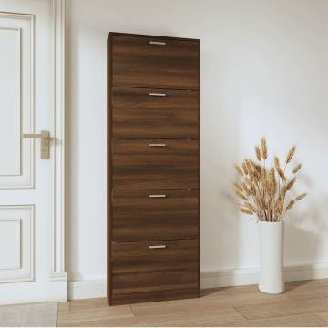 Shoe Cabinet Brown Oak - Stylish Storage, 59x17x169 cm