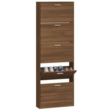 Shoe Cabinet Brown Oak - Stylish Storage, 59x17x169 cm