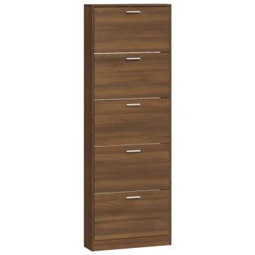 Shoe Cabinet Brown Oak - Stylish Storage, 59x17x169 cm