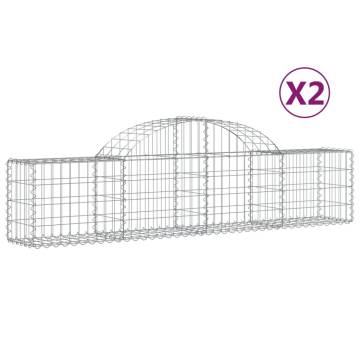 Arched Gabion Baskets 2 pcs - Galvanised Iron 200x30x40/60 cm