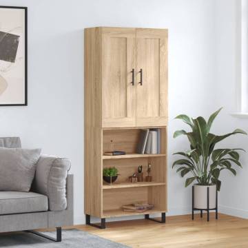 Stylish Highboard Sonoma Oak - Engineered Wood Storage