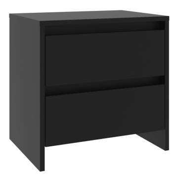 Elegant Black Bedside Cabinet - Engineered Wood | HipoMarket