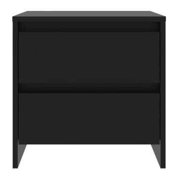 Elegant Black Bedside Cabinet - Engineered Wood | HipoMarket