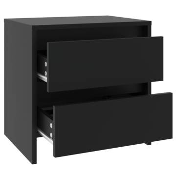 Elegant Black Bedside Cabinet - Engineered Wood | HipoMarket