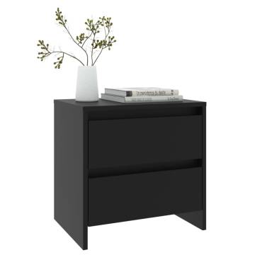 Elegant Black Bedside Cabinet - Engineered Wood | HipoMarket