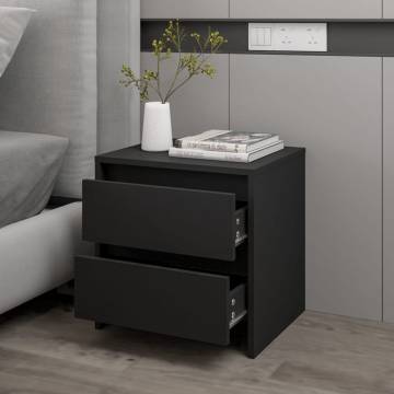 Elegant Black Bedside Cabinet - Engineered Wood | HipoMarket