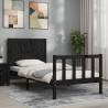 Bed Frame with Headboard Black Small Single Solid Wood Colour black Size 75 x 190 cm 