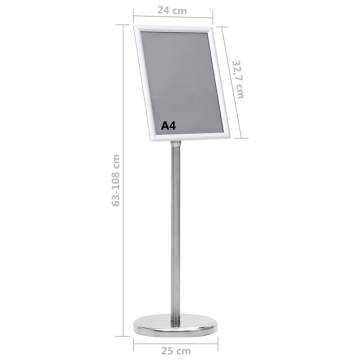 A4 Pedestal Poster Stand - Silver Aluminium Alloy | HipoMarket