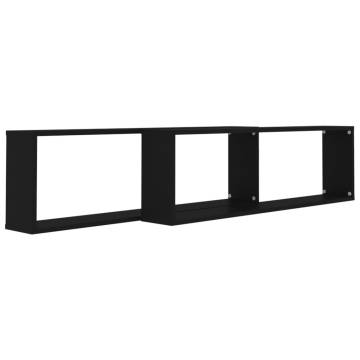 Wall Cube Shelf Set - 2 pcs Black 100x15x30 cm