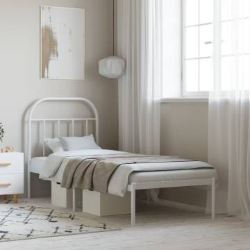 Elegant White Metal Bed Frame 75x190 cm - Small Single