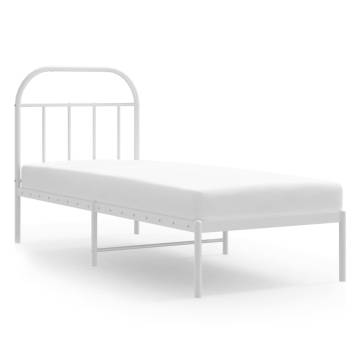 Elegant White Metal Bed Frame 75x190 cm - Small Single