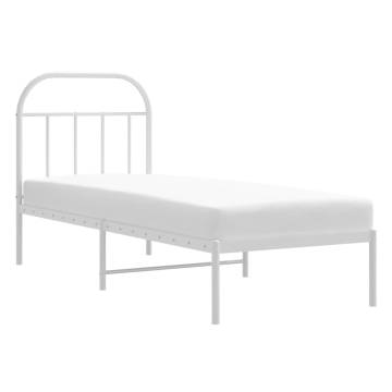 Elegant White Metal Bed Frame 75x190 cm - Small Single