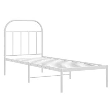 Elegant White Metal Bed Frame 75x190 cm - Small Single