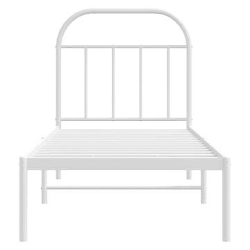 Elegant White Metal Bed Frame 75x190 cm - Small Single