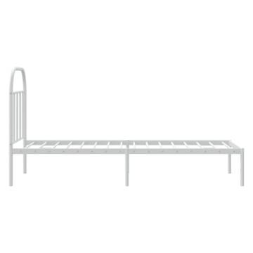 Elegant White Metal Bed Frame 75x190 cm - Small Single