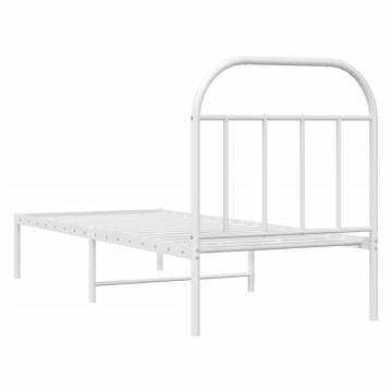 Elegant White Metal Bed Frame 75x190 cm - Small Single