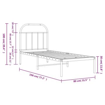 Elegant White Metal Bed Frame 75x190 cm - Small Single