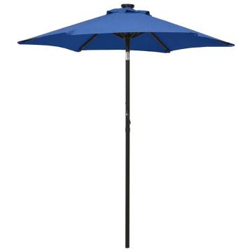 Elegant Azure Blue Parasol with LED Lights - 200x211 cm