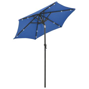 Elegant Azure Blue Parasol with LED Lights - 200x211 cm