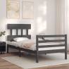 Bed Frame with Headboard Grey 90x200 cm Solid Wood Colour grey Size 90 x 200 cm Model low 