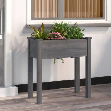 Planter with Liner Grey 71x37x76 cm - Solid Wood Fir