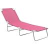 Folding Sun Lounger Steel and Fabric Pink Colour pink Quantity in Package 1 