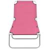 Folding Sun Lounger - Pink Steel & Fabric - Ideal for Garden & Beach