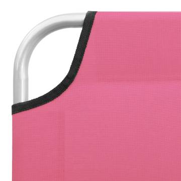 Folding Sun Lounger - Pink Steel & Fabric - Ideal for Garden & Beach