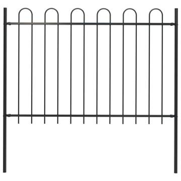 Elegant Garden Fence with Hoop Top - 1.7m Black Steel