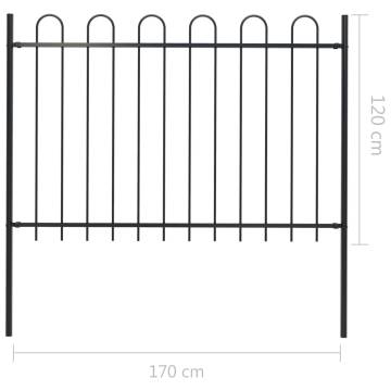 Elegant Garden Fence with Hoop Top - 1.7m Black Steel