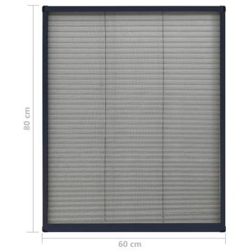 Plisse Insect Screen for Windows - Anthracite 60x80cm