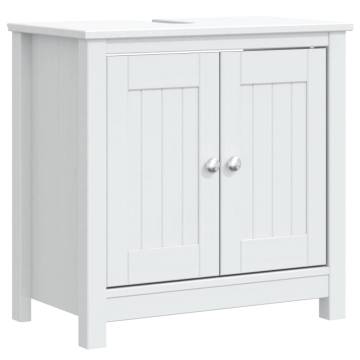 3 Piece Bathroom Furniture Set BERG - White Solid Pine Wood