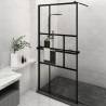 Walk-in Shower Wall with Shelf Black 115x195 cm ESG Glass&Aluminium Colour black Size 115 x 195 cm Model pattern 1 