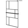 Walk-in Shower Wall with Shelf Black 115x195 cm - Modern ESG Glass