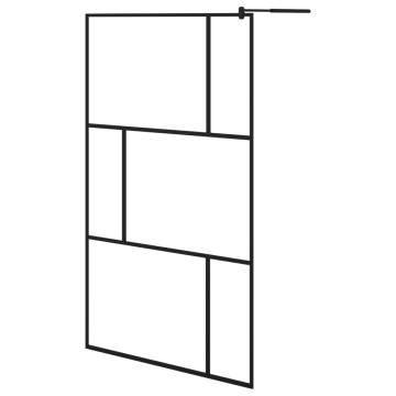 Walk-in Shower Wall with Shelf Black 115x195 cm - Modern ESG Glass