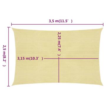 Sunshade Sail 2.5x3.5m Beige HDPE - UV Protection