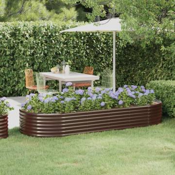 Garden Raised Bed Powder-coated Steel 249x100x36 cm - Brown