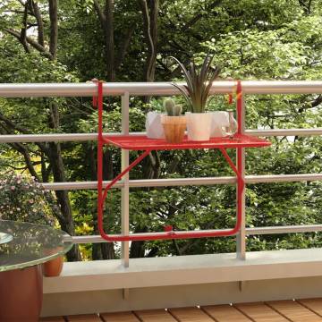 Red Balcony Table 60x40 cm - Space-Saving Steel Design