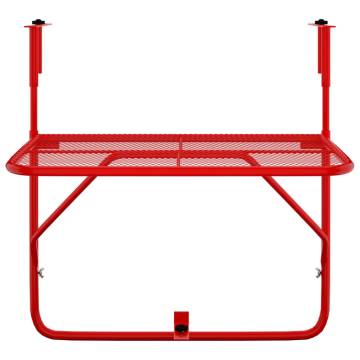 Red Balcony Table 60x40 cm - Space-Saving Steel Design