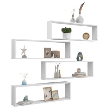 Elegant White Wall Cube Shelf Set - 4 pcs | Hipomarket