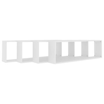 Elegant White Wall Cube Shelf Set - 4 pcs | Hipomarket