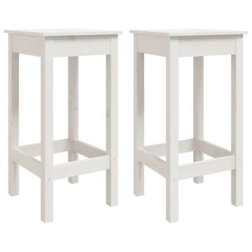 Bar Chairs 2 pcs White - Solid Pine Wood for Your Home Decor