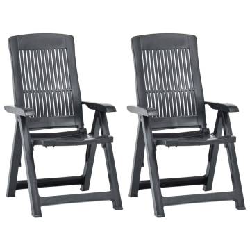 Garden Reclining Chairs Set - 2 Pcs Plastic Anthracite